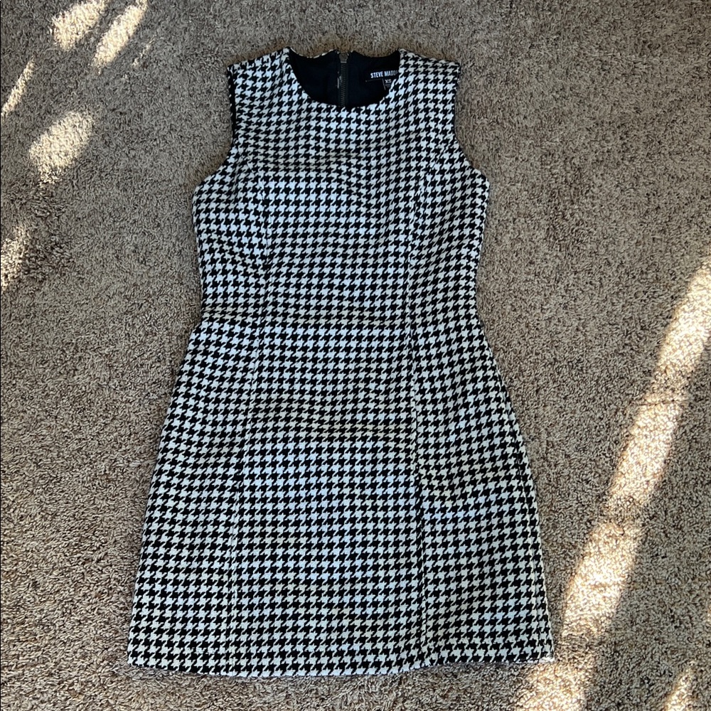Steve Madden Black and White Houndstooth Mini Dress